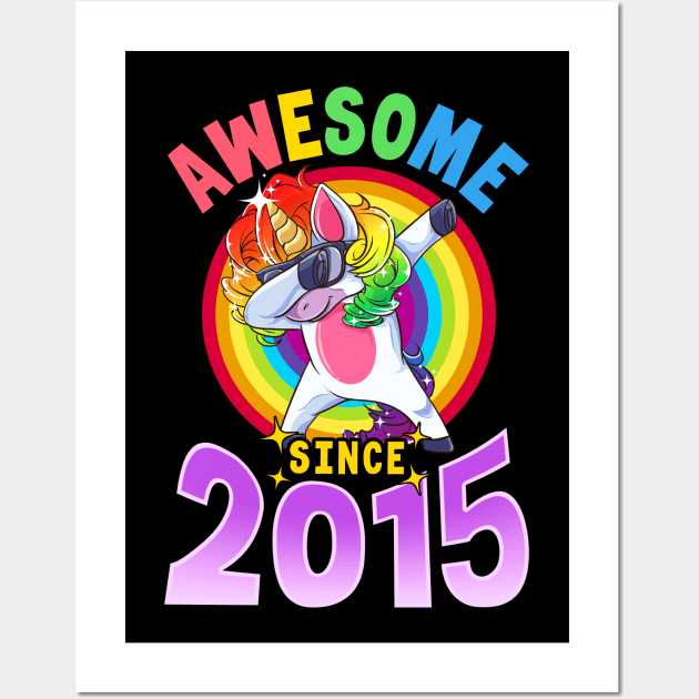 Dabbing Unicorn Awesome Since 2015 Wall Art by GigibeanCreations